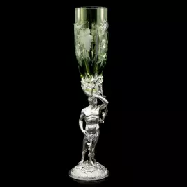 Хрустальные бокалы для вина "Адам и Ева" изумрудные, на 2 персоны